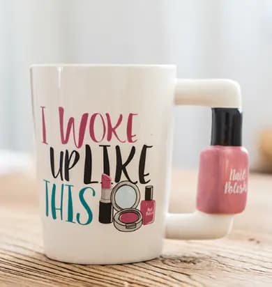 Cute Makeup Tools Ceramic Mug with Boot and Hairdryer