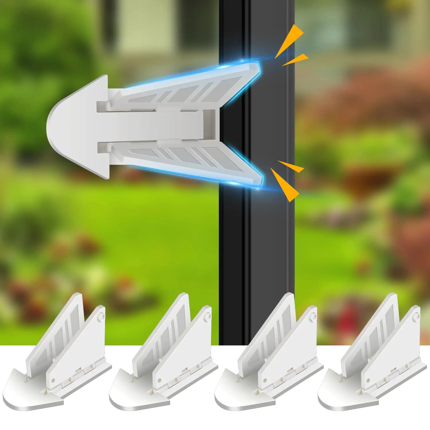 Sliding Glass Door Lock Baby Safety Set White
