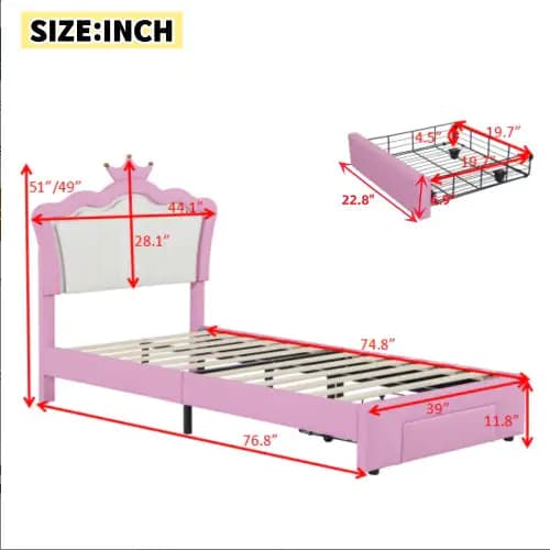 Twin Upholstered Bed Frame With LED Lights