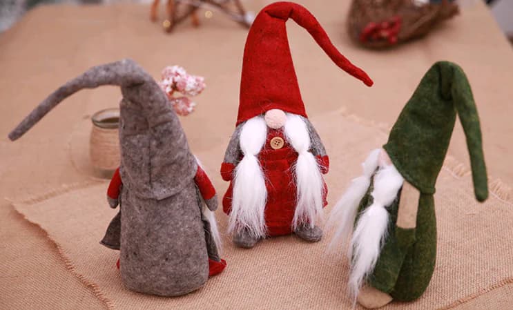 Christmas Decorations - Faceless Doll & Forest Santa Figurine
