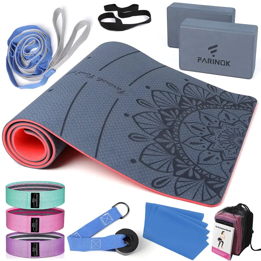 Yoga Mat Beginners Kit with Blocks and Straps