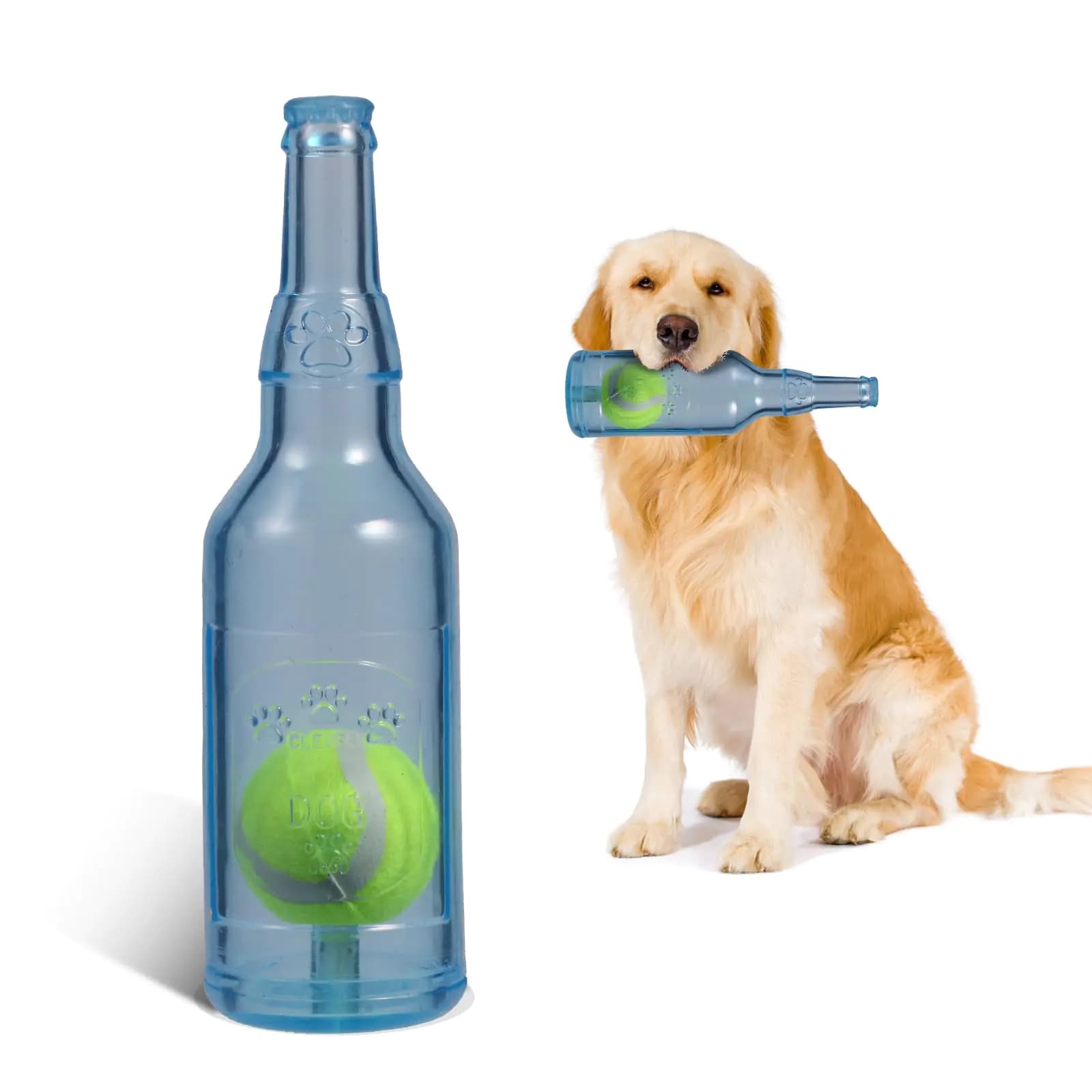 Durable Rubber Dog Toy with Tennis Ball