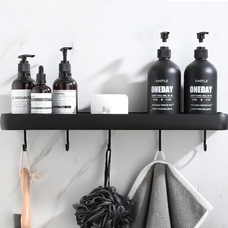 Wall Mounted Bathroom Organizer Shelf and Towel Rack