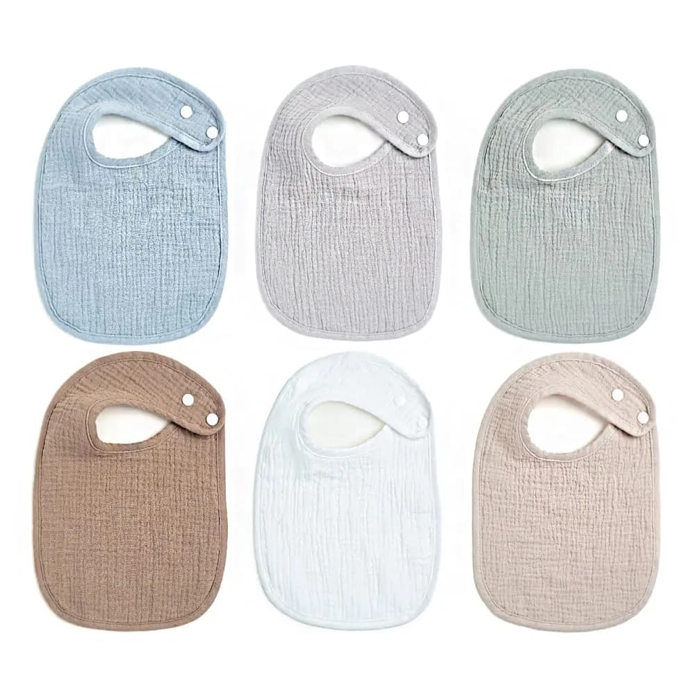 Muslin Baby Drool Bibs, 6 Pack, Soft Cotton
