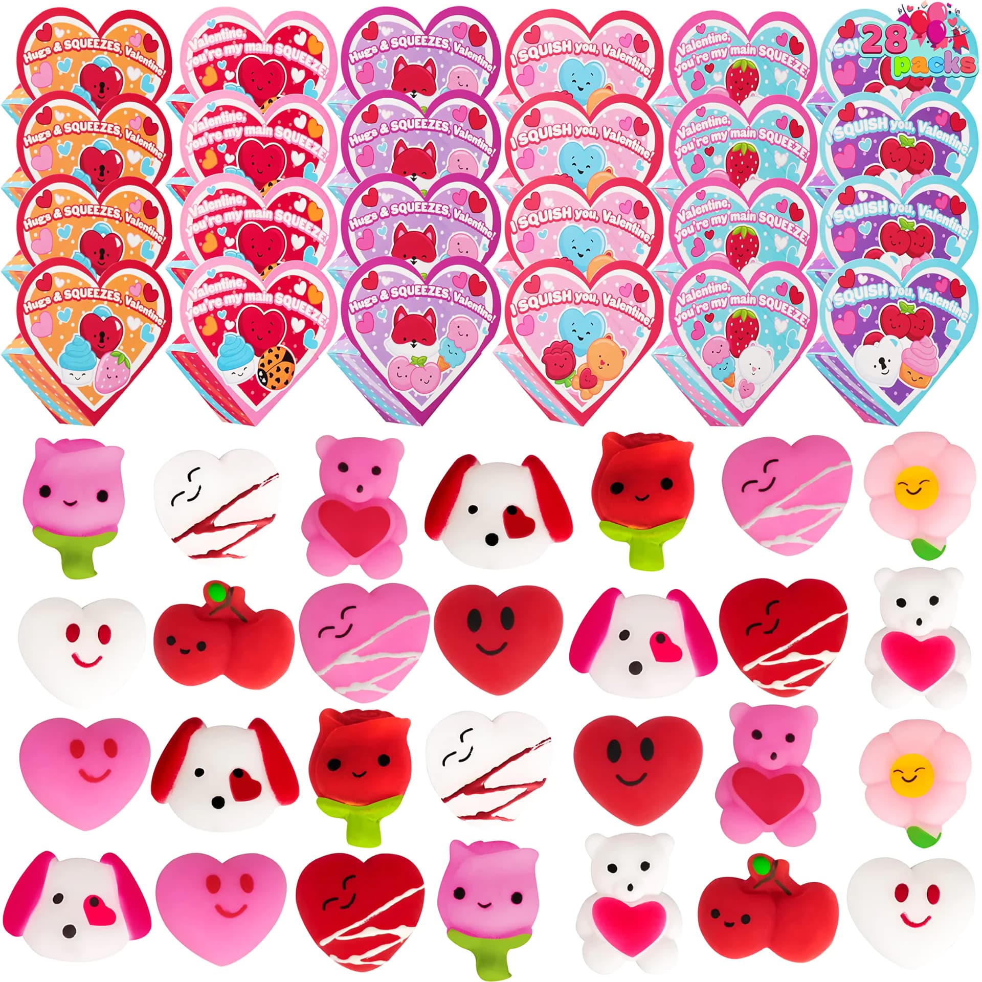 Valentine's Mochi Squishy Toys With Heart Boxes