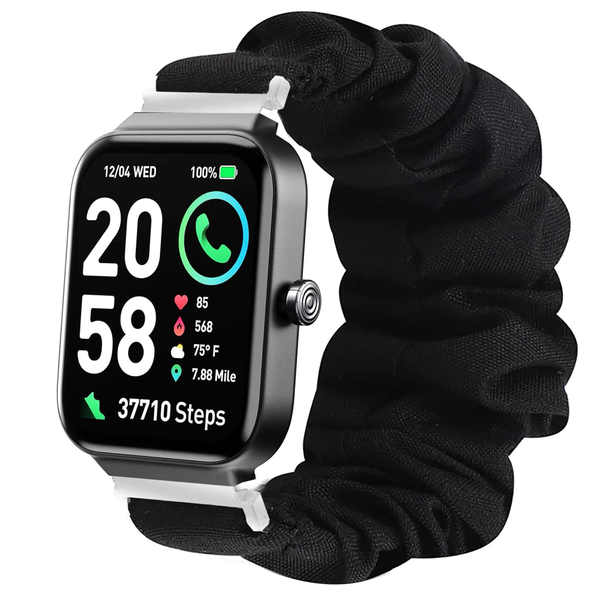 Lamshaw Compatible with Fitpolo IDW15 Smart Watch Bands Fabric Elastic Scrunchie Elastic Watch Band Women Cute Replacement Straps Compatible with Fitpolo IDW15 1.8" Smart Watch / GAXIWILO Parsonver
