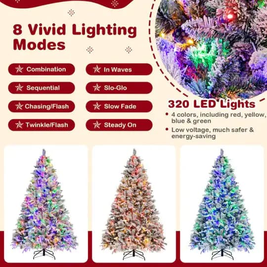 1 Pc Stunning Lighting 4.5 6 7 Feet Artificial Xmas Tree With Pine Needles And LED Lights