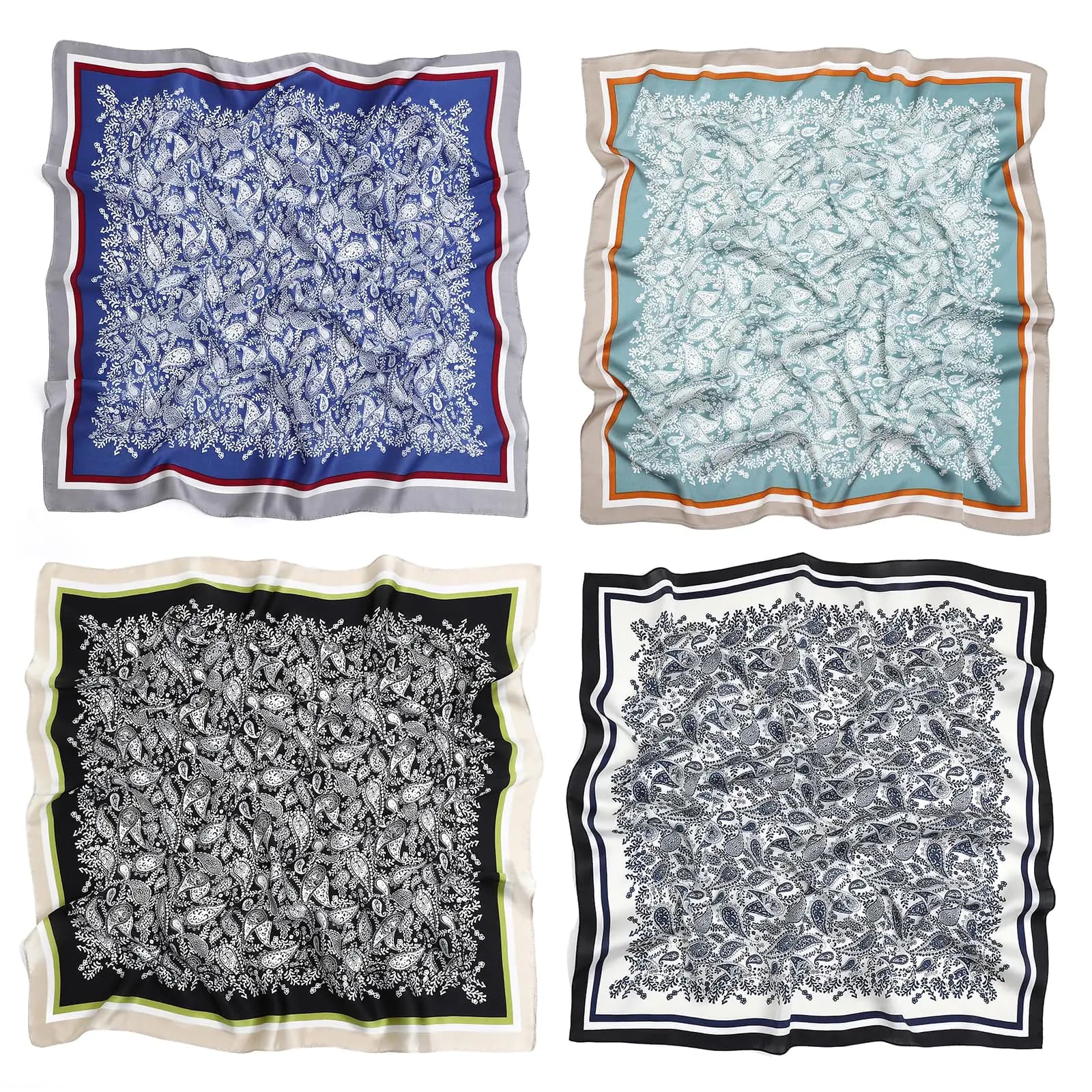 Square Head Scarf Silk Feeling Paisley