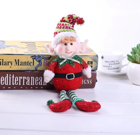 Christmas Decorations Red Green Elf Figurines