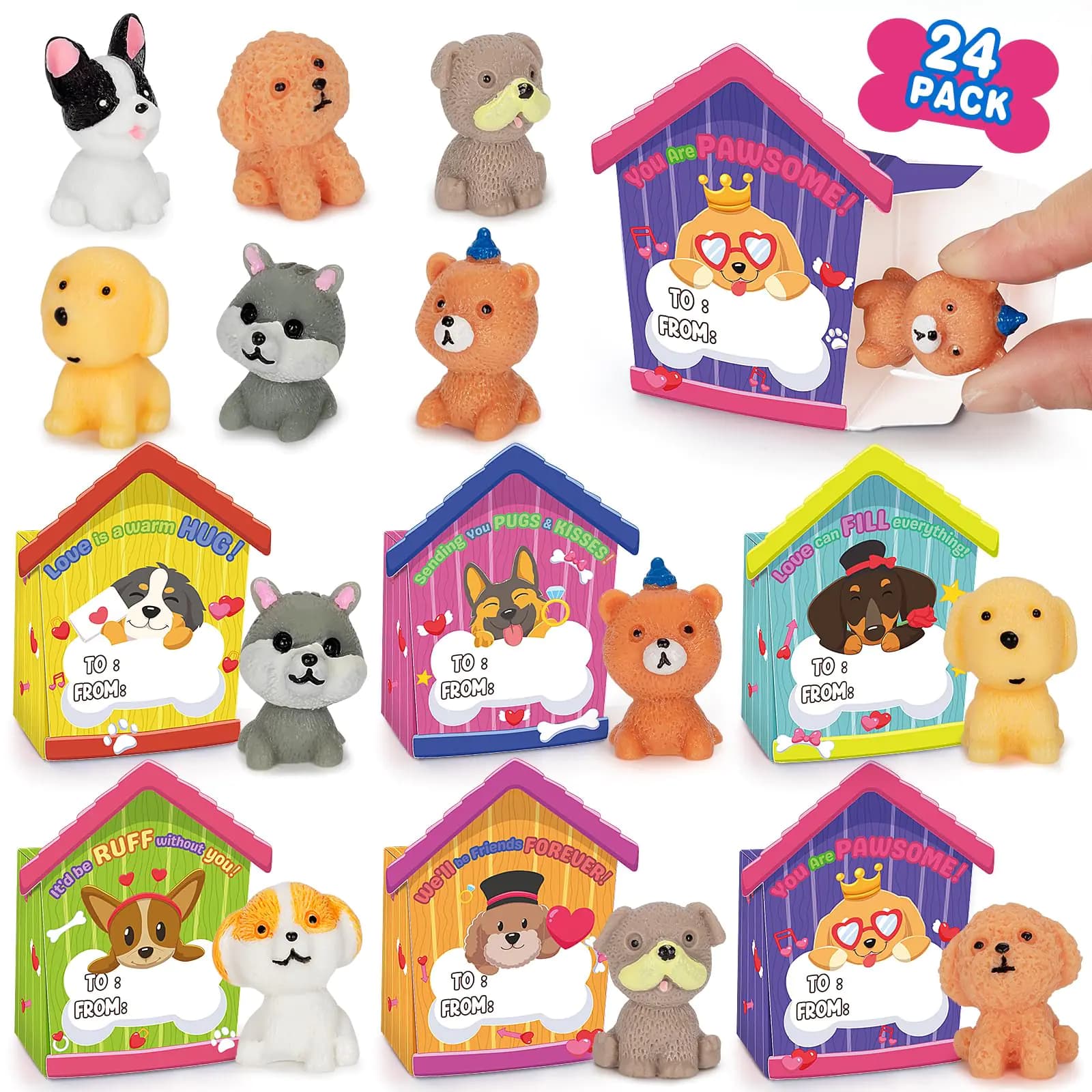 Valentine's Day Cards with Dog Figurines