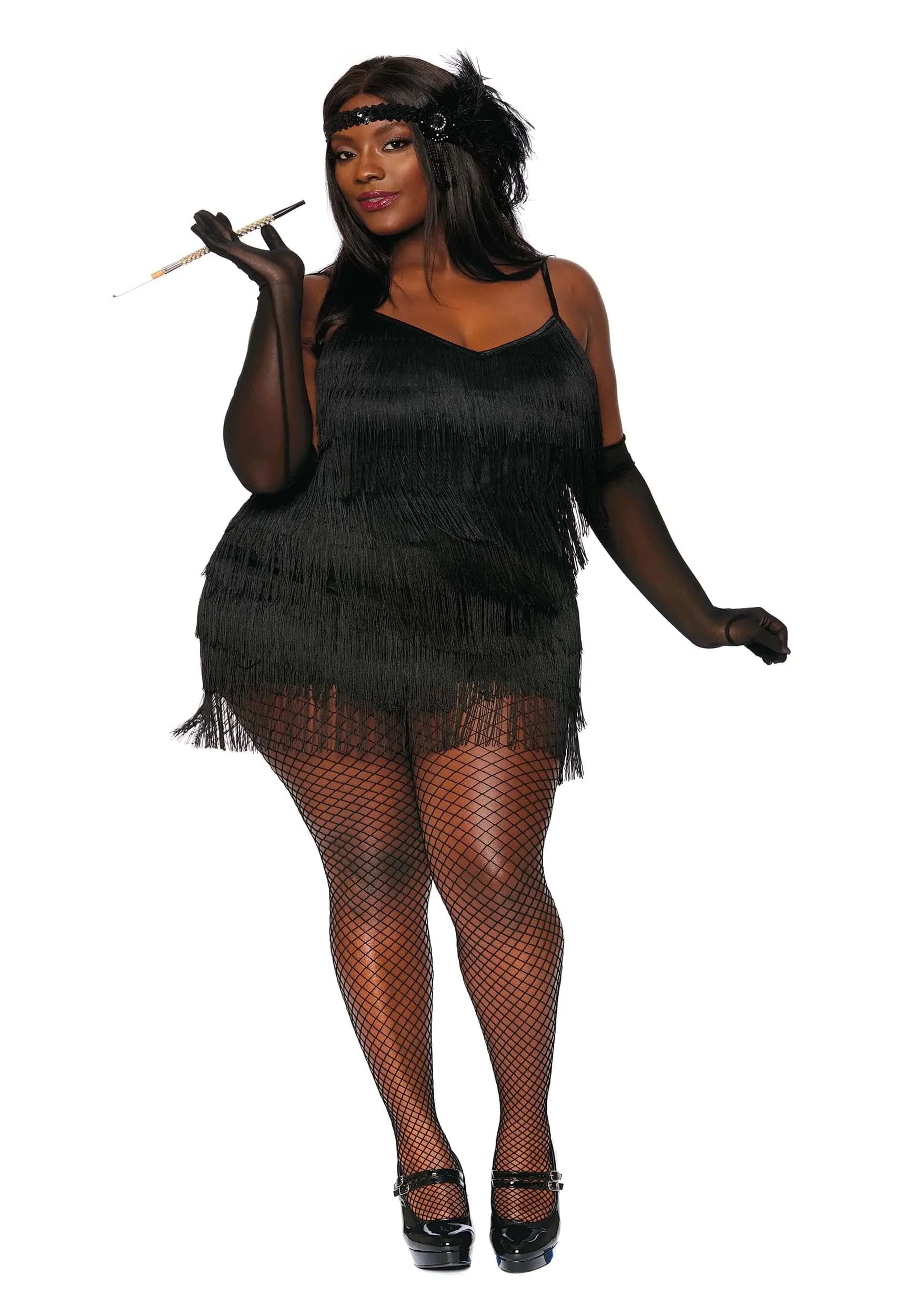 Dreamgirl Womens Sexy Black Fringe Flapper Dress Costume 20s Great Gatsby Adult Halloween Costume - Small
