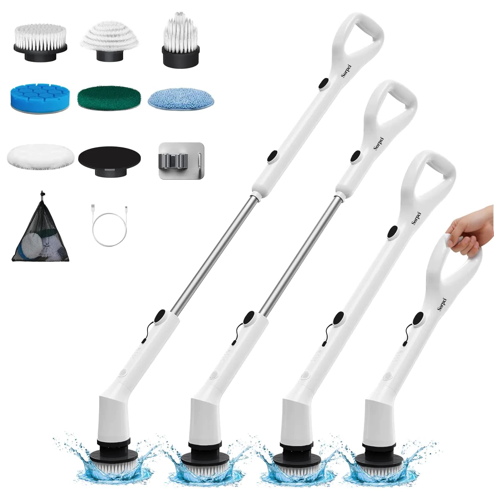 Electric Spin Scrubber With Seven Brush Heads