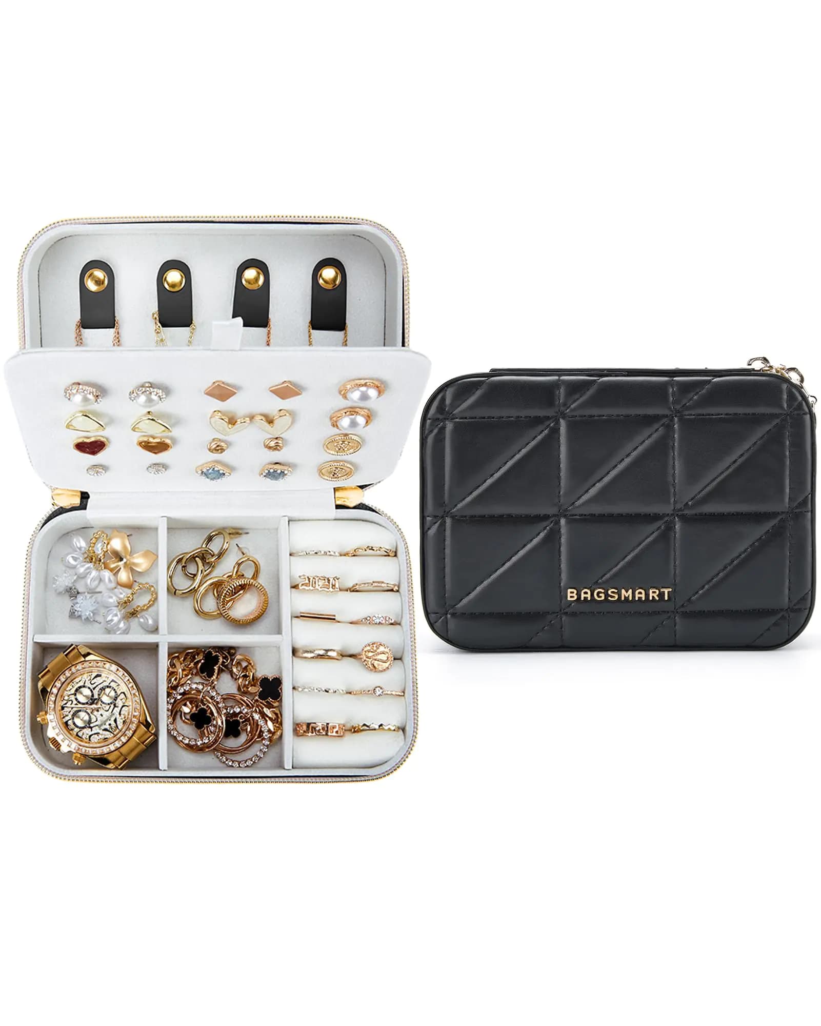 Travel Jewelry Box Small Black Leather