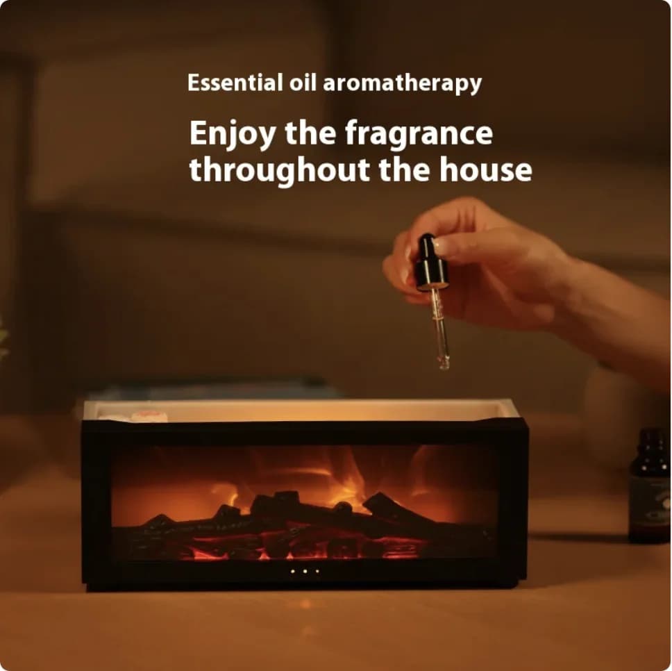 Flame Effect Essential Oil Diffuser with Large Mist & Colorful LED Lights