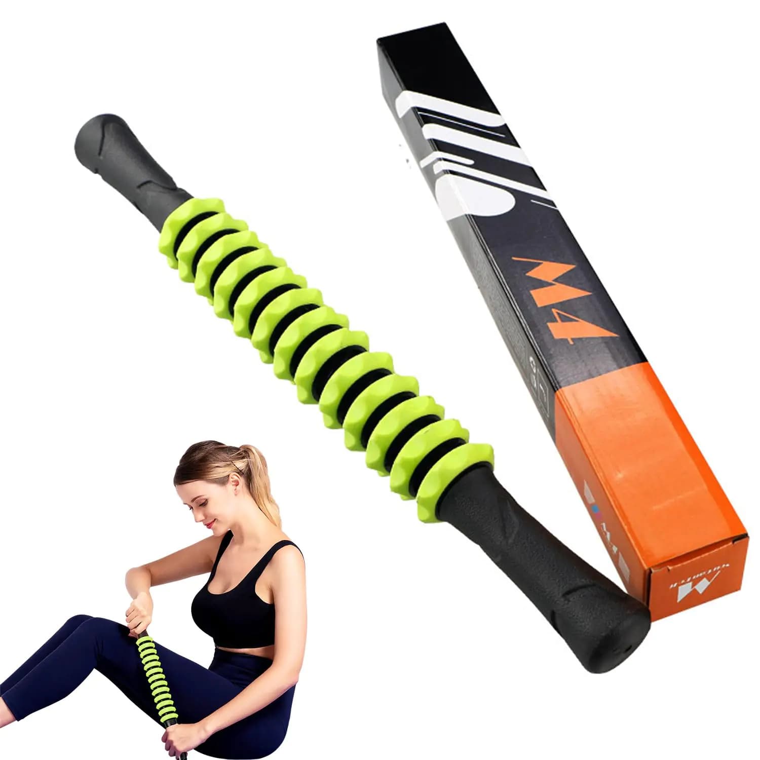 Monfasye Muscle Roller Stick Yoga Massage Roller Bar Fitness Beauty Tool for Athletes Relief Leg Back Pain (Green)