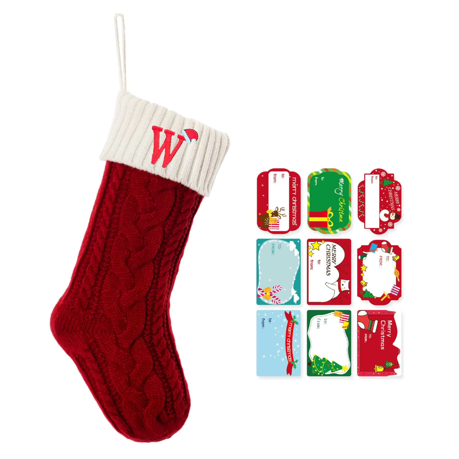 Personalized Knitted Christmas Stocking With Initial