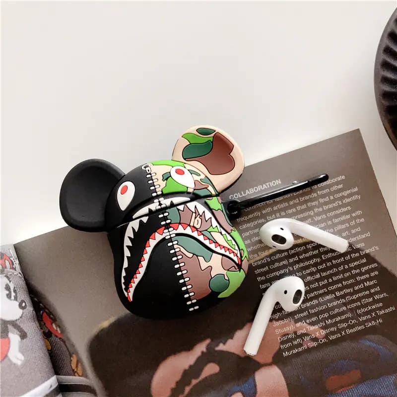 Camouflage Shark AirPods Case for Apple Wireless Earbuds