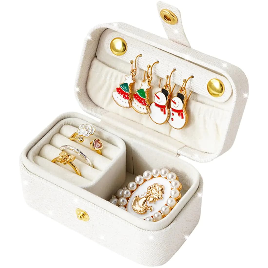 Sparkly White Mini Jewelry Travel Case
