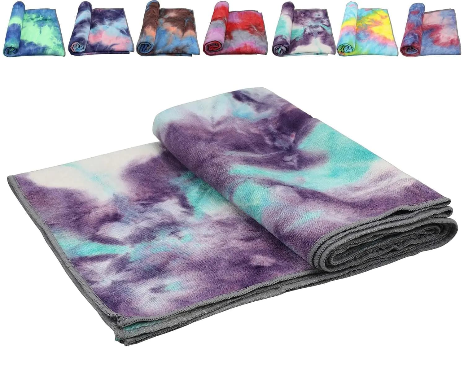 Non-Slip Microfiber Yoga Towel Purple Green