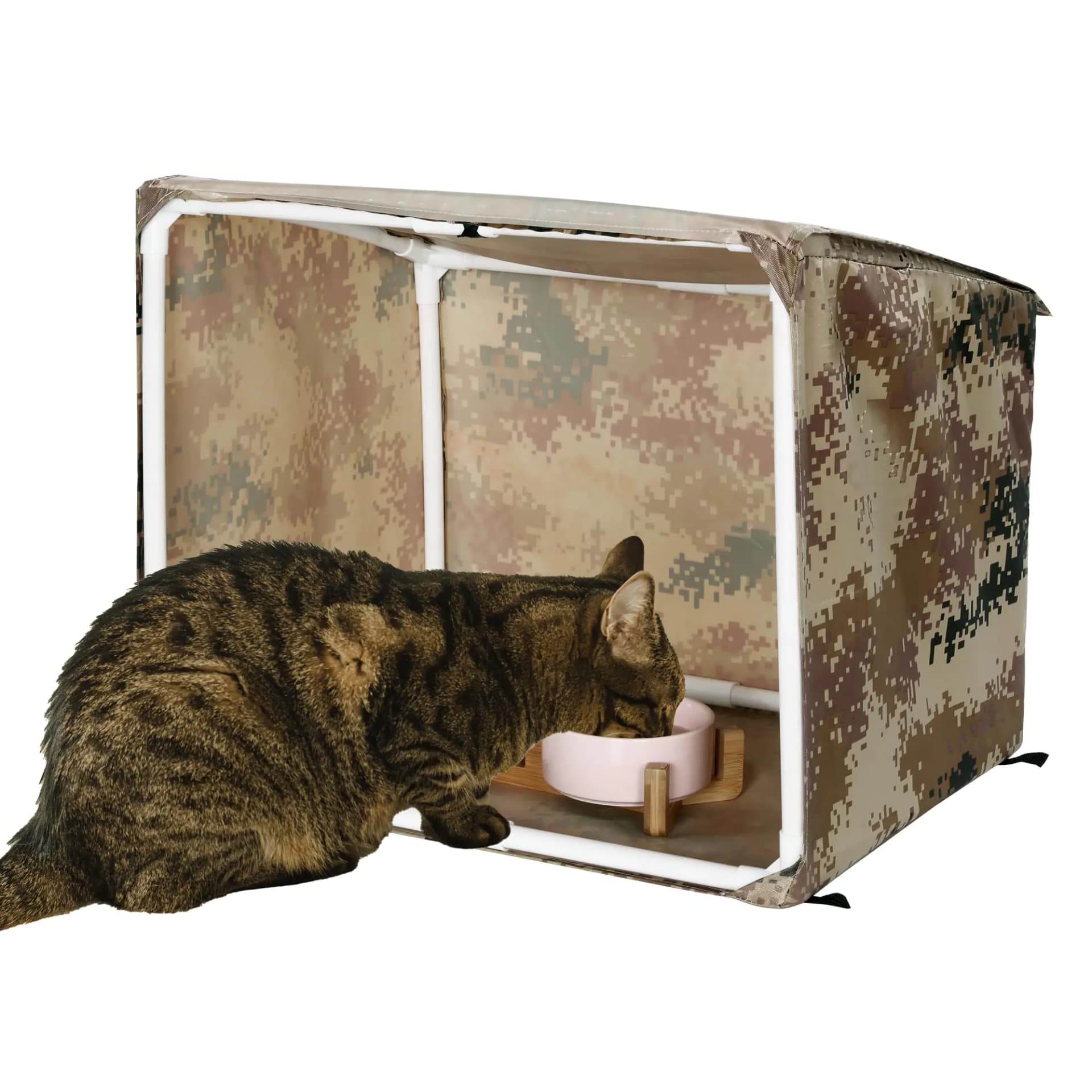 ROYALAY Outdoor Cat Feeding Station for Food & Water Outdoor Cat Feeder for Feral Cats and Community Cats Sturdy Cat House Outdoor Cat Shelter for Stray and Outdoor Cats