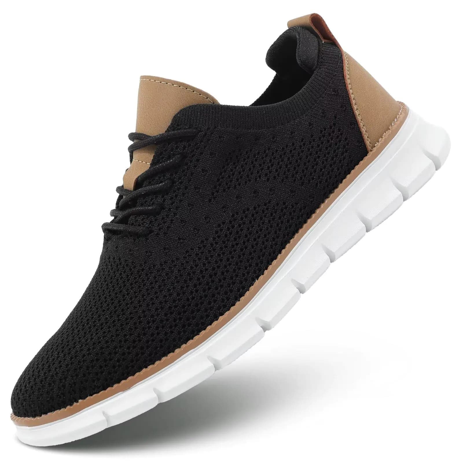 Men's Black Mesh Lightweight Lace-Up Sneakers
