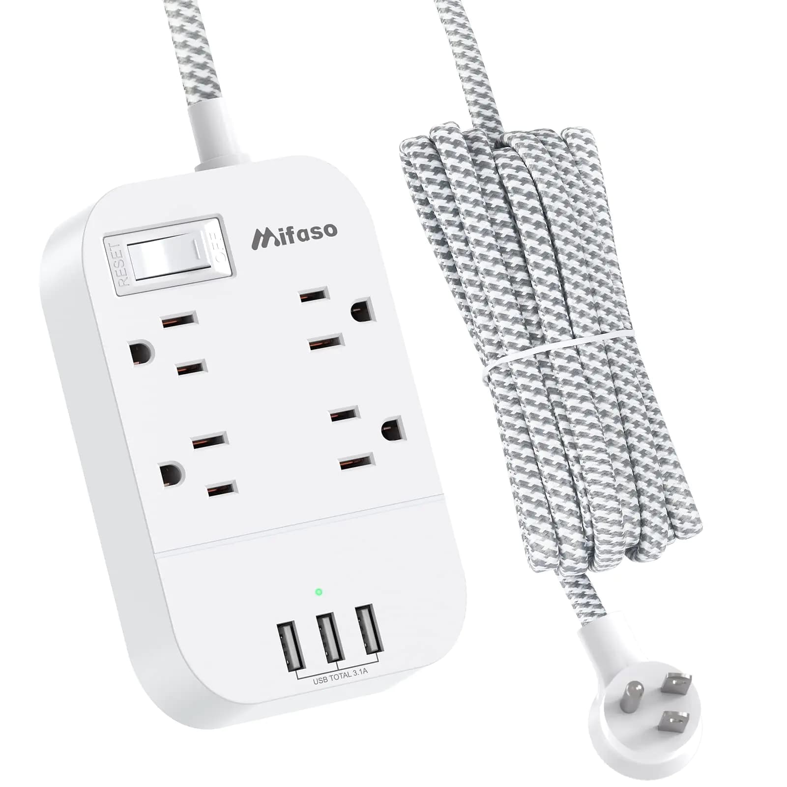 Flat Plug Extension Cord with USB Ports