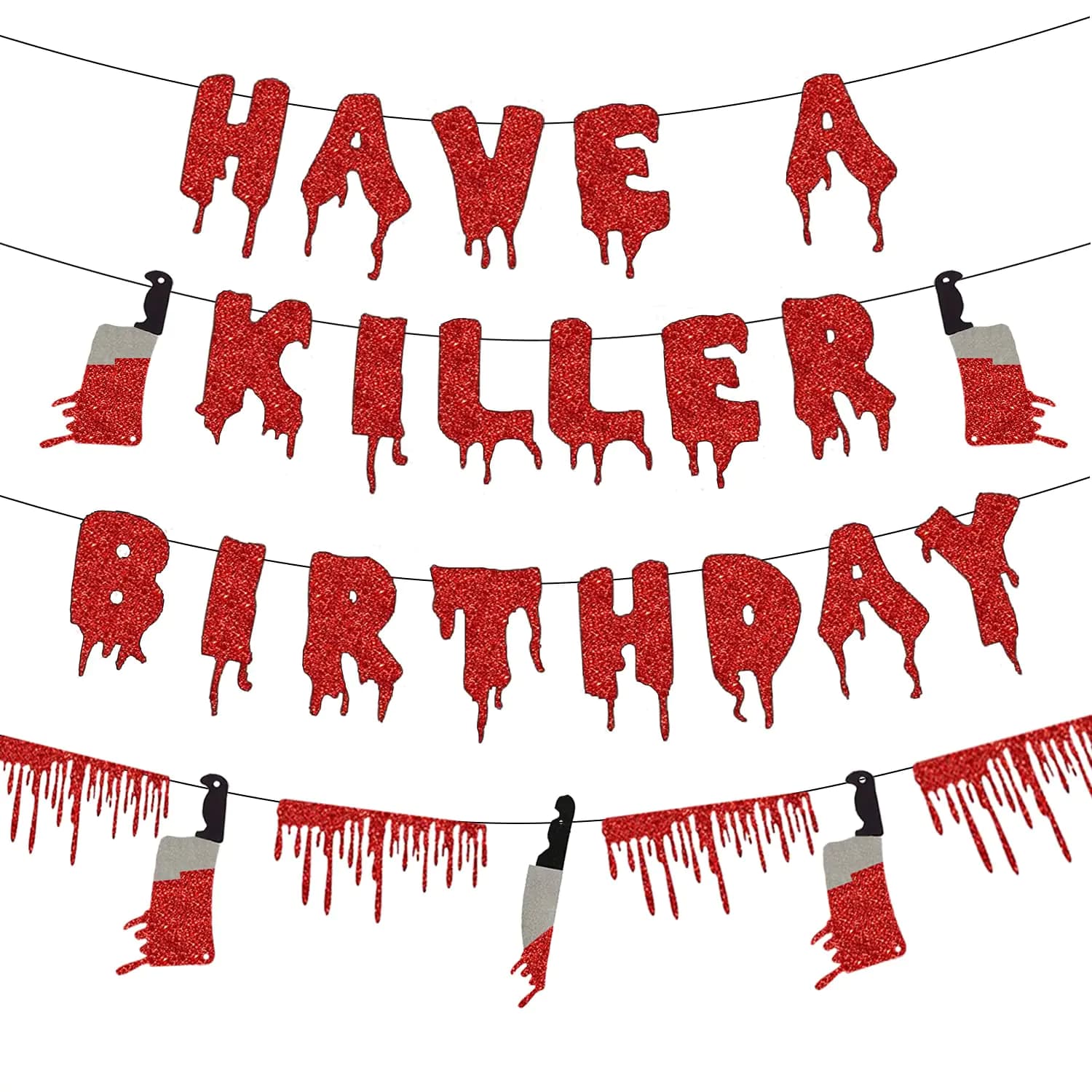 Saliyaa Halloween Horror Birthday Party Decorations BannerHave a Killer Birthday BannerRed Blood Drop GarlandHappy Birthday Vampire Killer Party Decorations