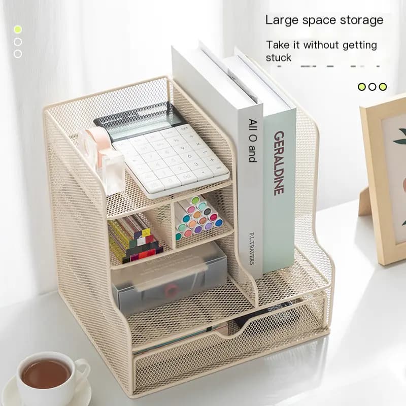 Rose Gold Desktop Organizer for Office Supplies