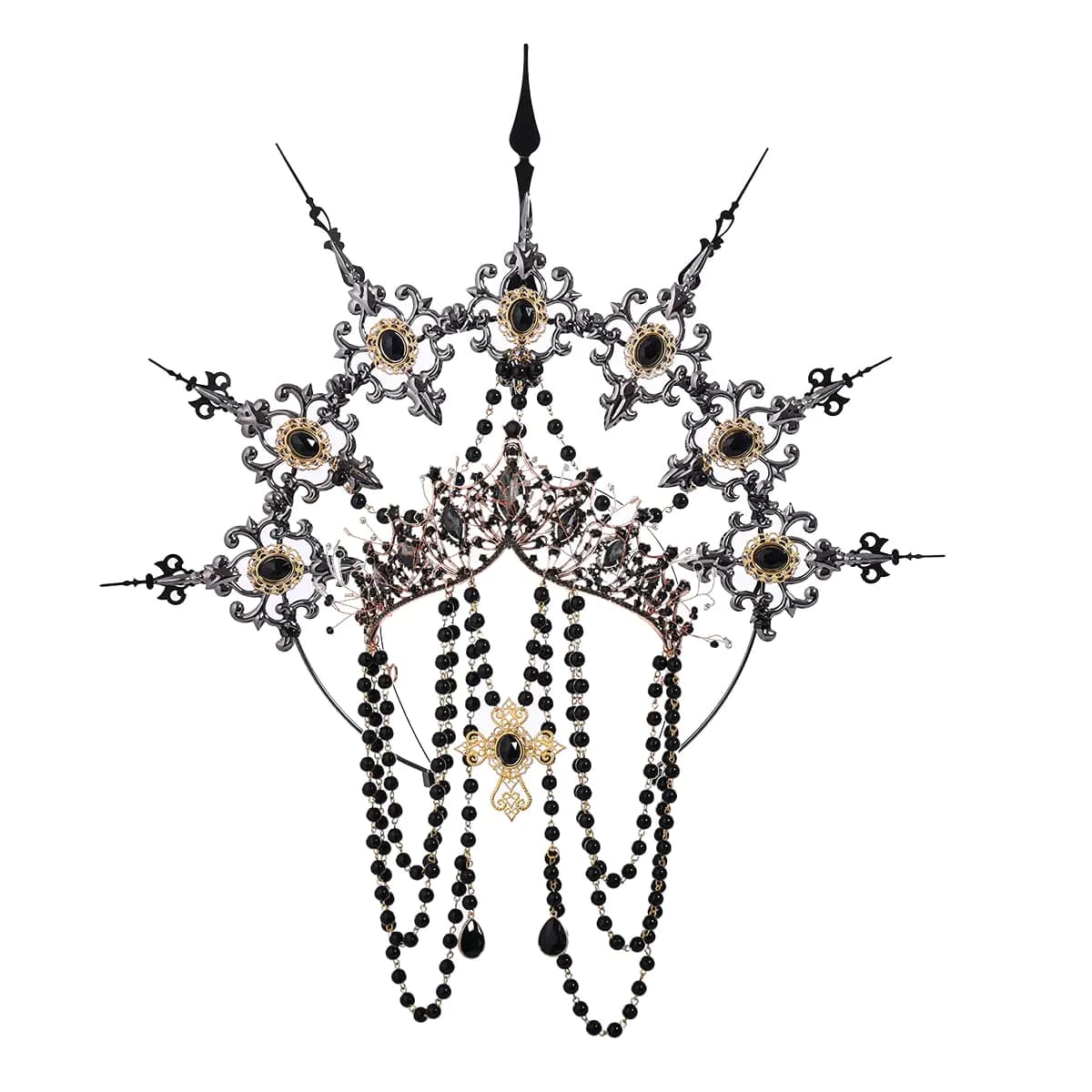 BLESSUME Halo Crown Mary Goddess Headband Women Halloween Costume Headpiece (Black 4)