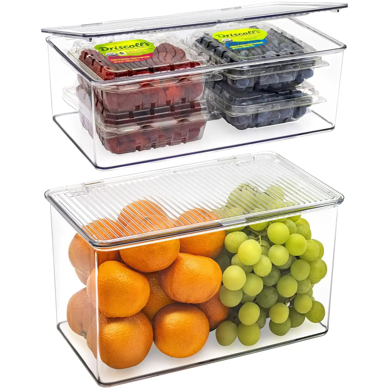 Clear Plastic Stackable Refrigerator Organizer Bins