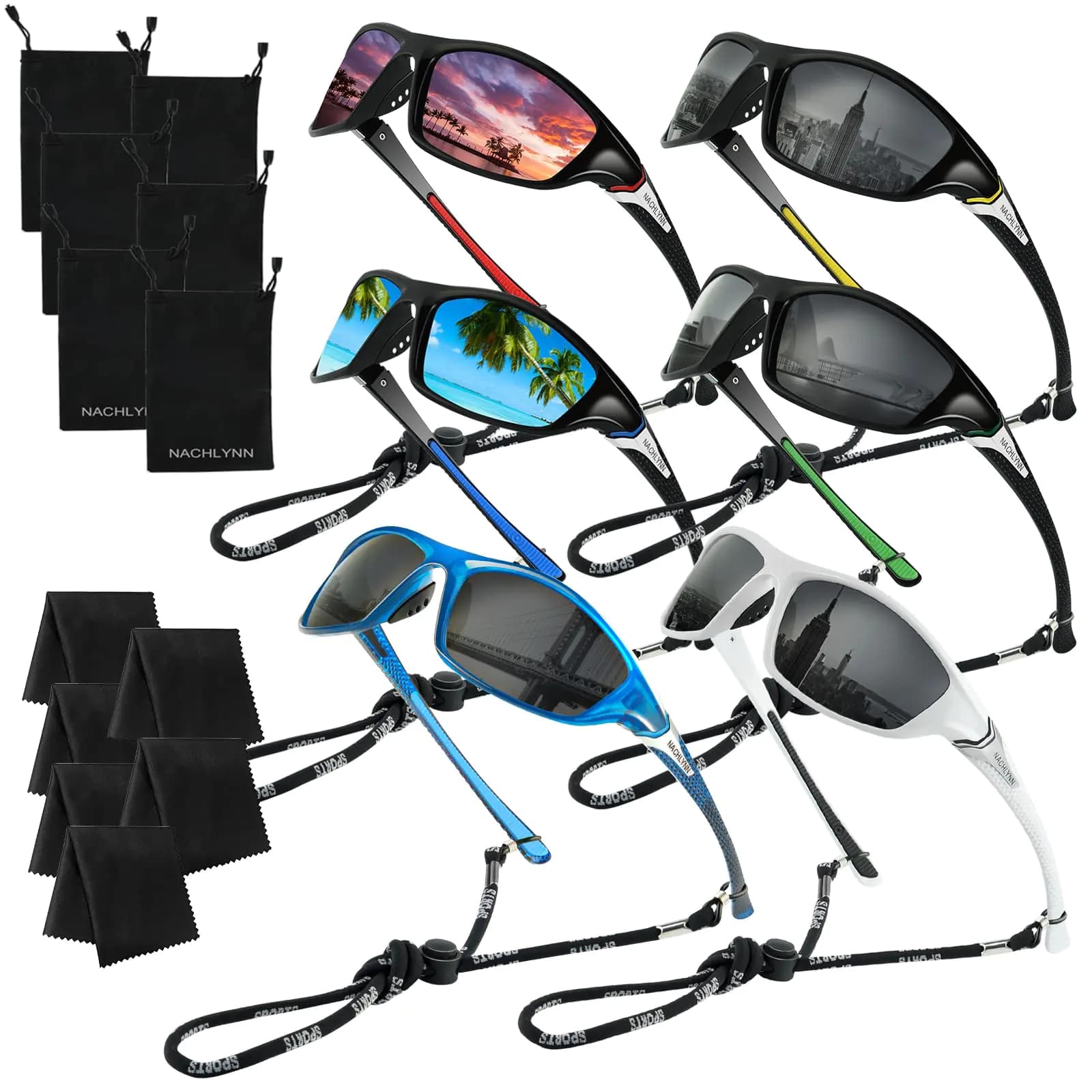 Polarized Sport Sunglasses UV Protection Pack