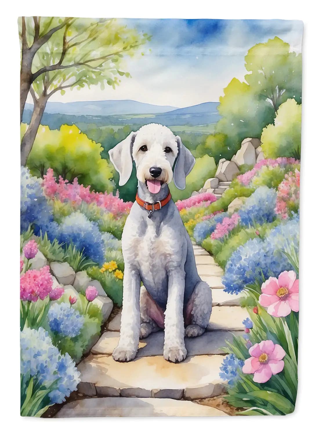 Bedlington Terrier Spring Garden Flag