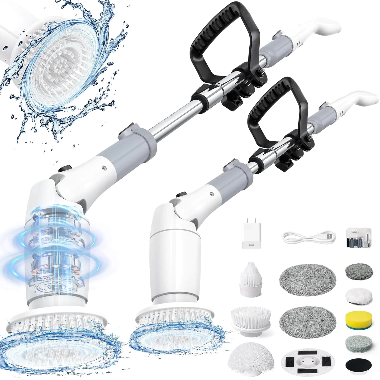 Electric Spin Scrubber with 9 Brush Heads Grey