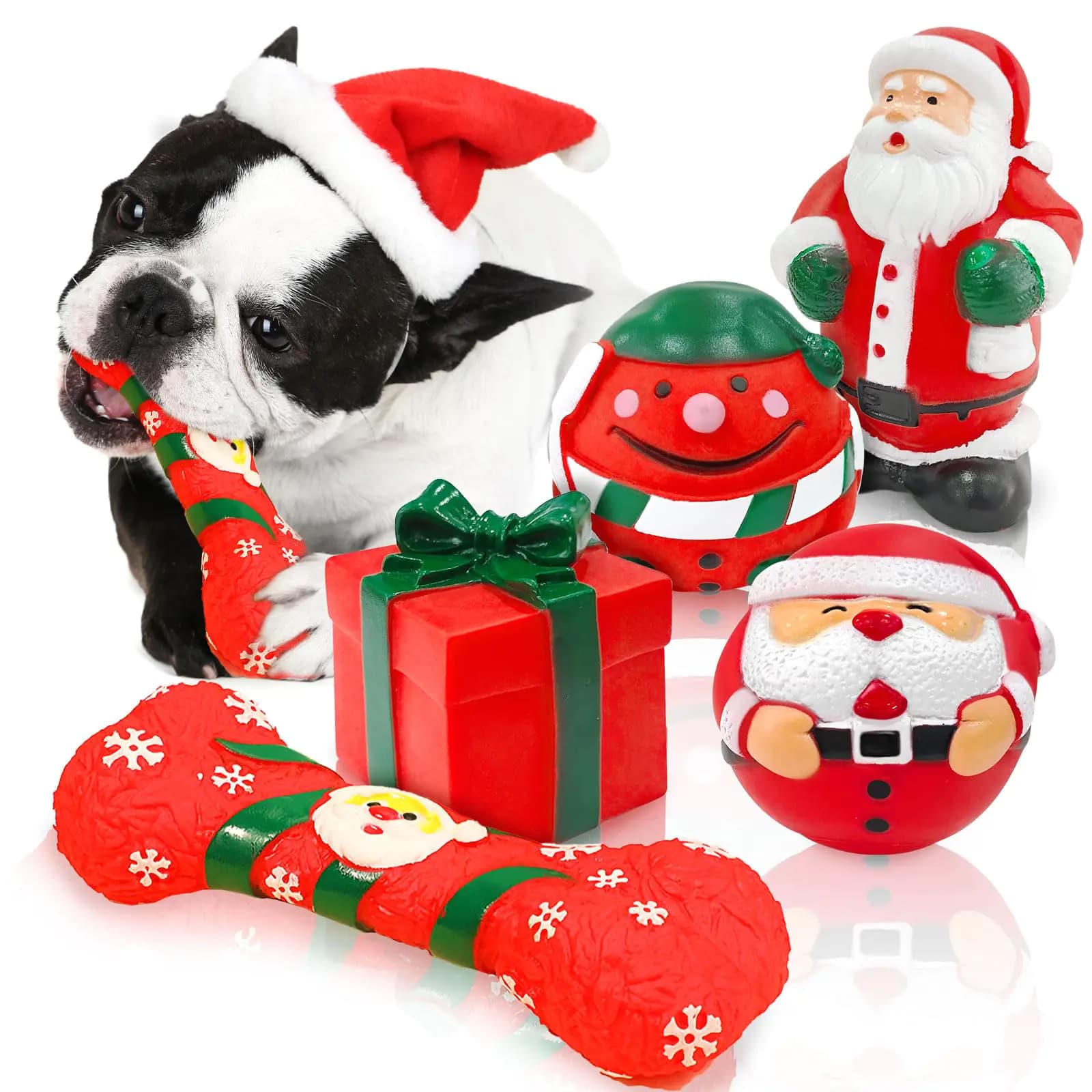 Christmas Squeaky Dog Toys Set for Small Dogs