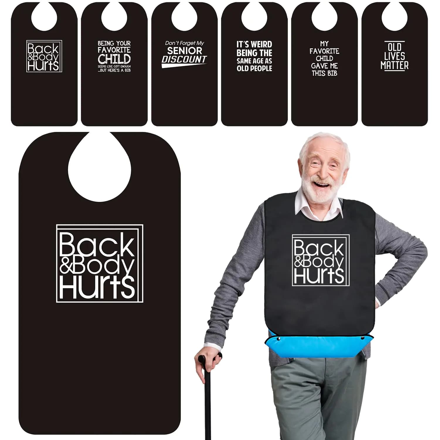 Washable Adult Bibs with Crumb Catcher