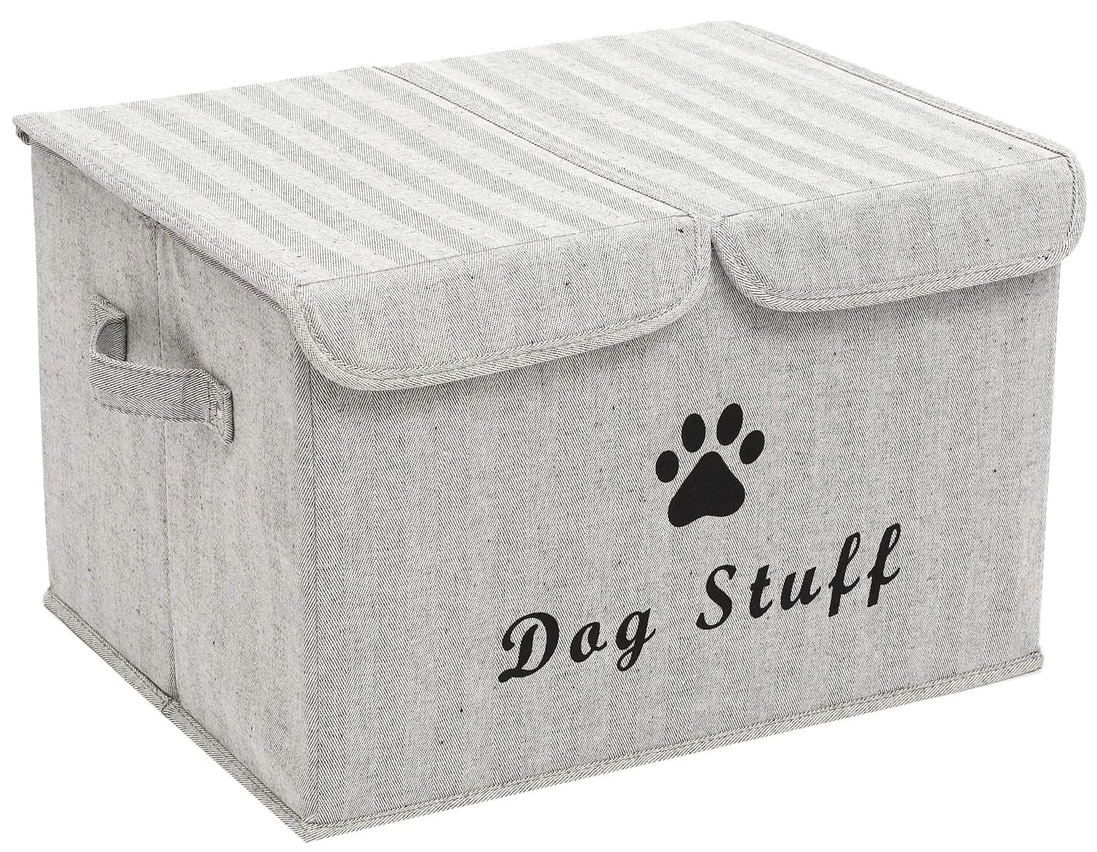Dog Toy Storage Box With Lid Gray
