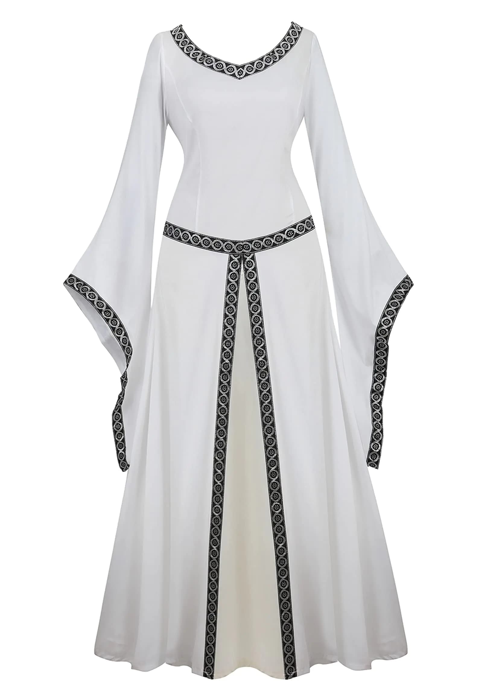Renaissance Dress for Women Dress up Halloween Medieval Costume Faire Gothic Gown White S