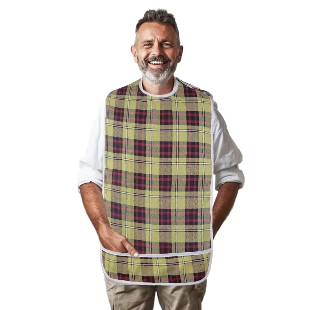 Adult Waterproof Reusable Bib With Food Catcher Beige