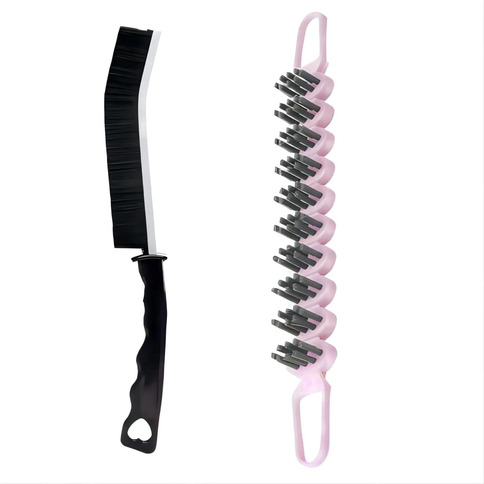 Flexible Crevice Cleaning Brush Set Black Pink