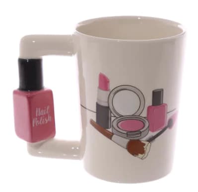 Cute Makeup Tools Ceramic Mug with Boot and Hairdryer