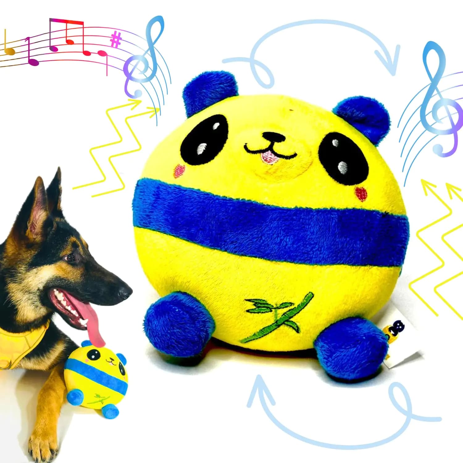 PET’SBARREL Active Moving pet Plush Toy for Dogs. 2024 New Interactive Dog Toy - Vibrant Yellow and Blue Plush Toy. Active Dog Toys Bouncing Dog Ball Toy. Bouncing Dog Toy. Vibrating Dog Toy