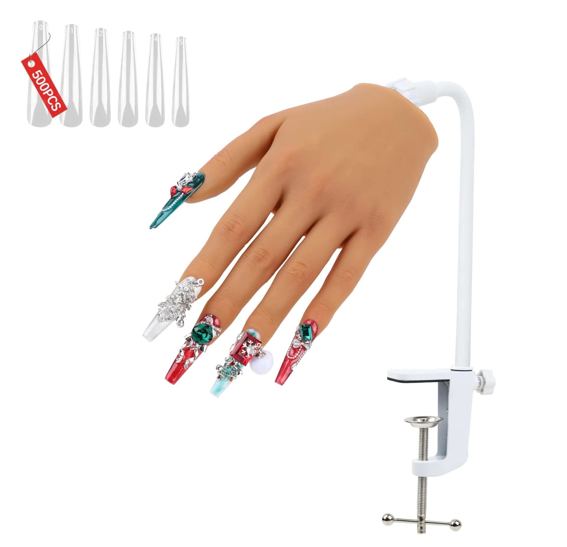 Silicone Nail Practice Hand with 500 Nails