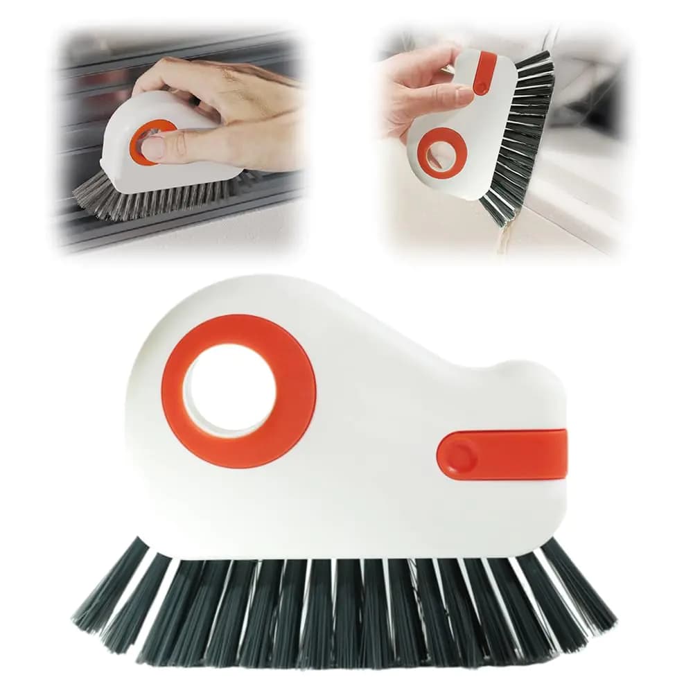 Groove Cleaning Brush with Hidden Scraper Orange