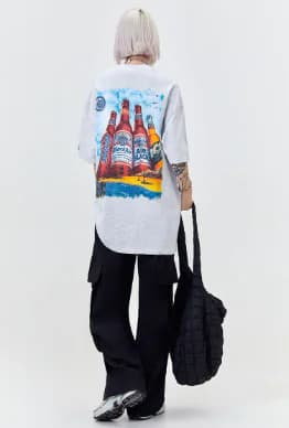 Vintage Spoof Beer Print Men's Streetwear Clothing