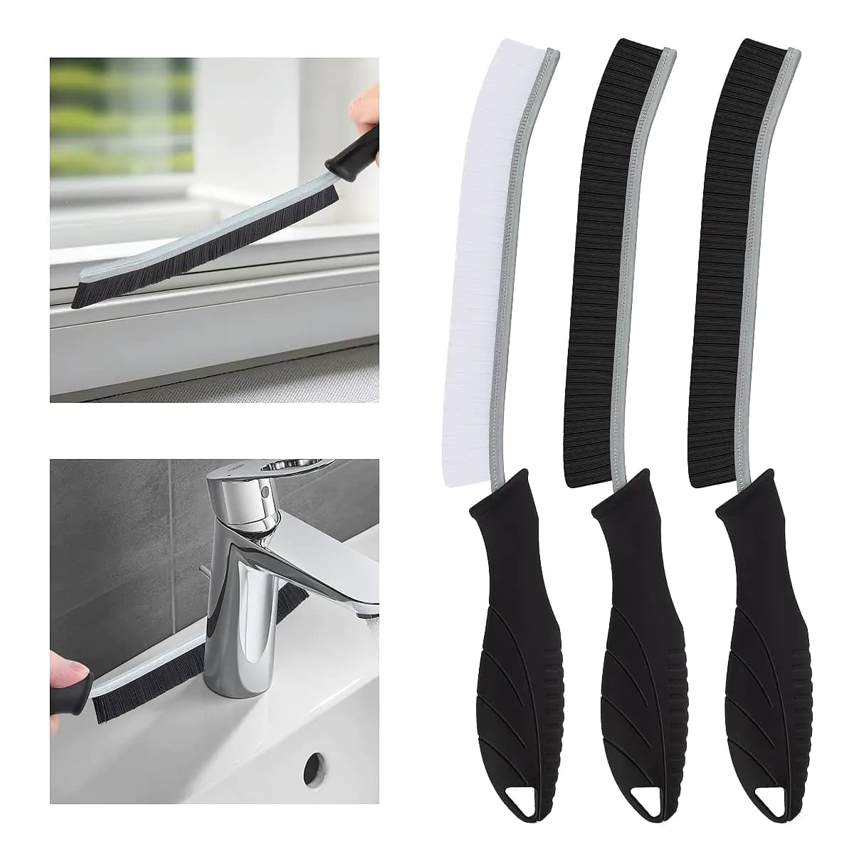 Hard Bristle Crevice Cleaning Brush Set of 3