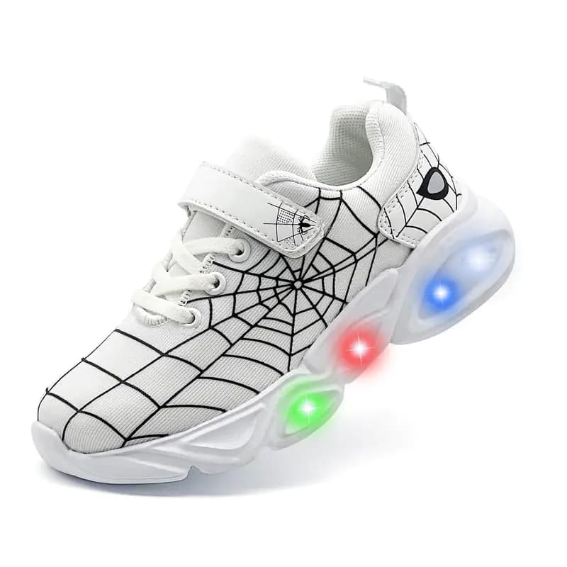 Kids Athletic Running Sneakers Luminous White Black