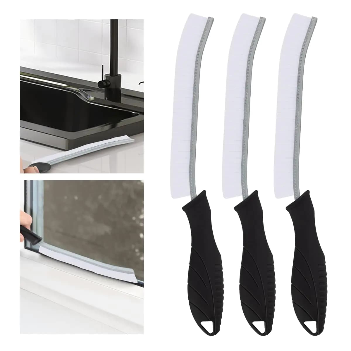 Hard Bristle Crevice Cleaning Brush Set White