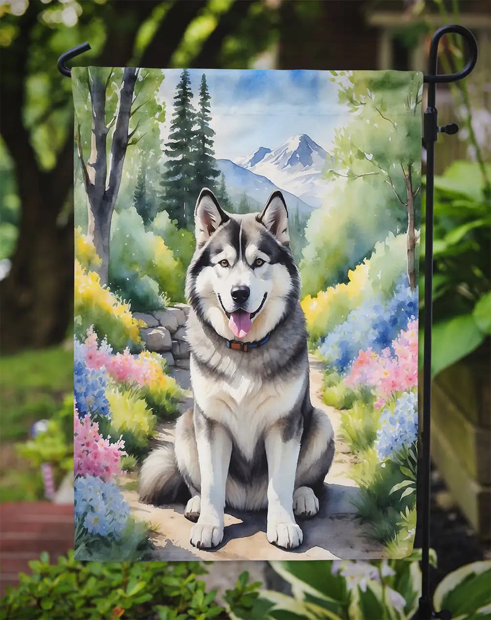 Alaskan Malamute Spring Garden Flag