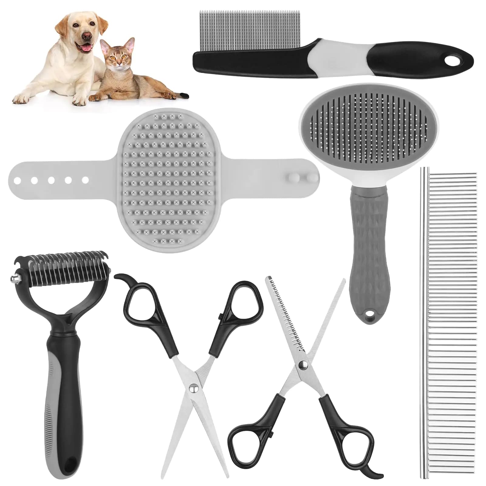 Pet Grooming Kit With Slicker Brush