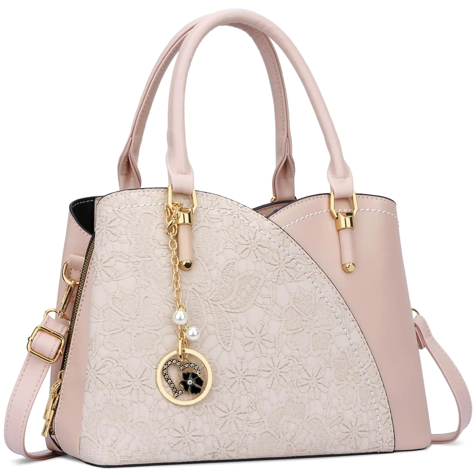 Pink Triple Compartment Satchel Handbag